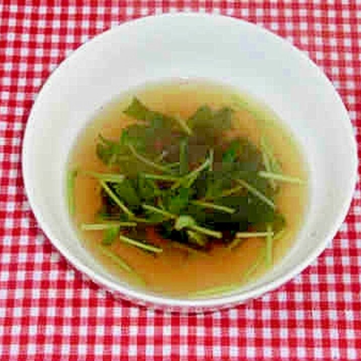 豆苗で和風スープ!